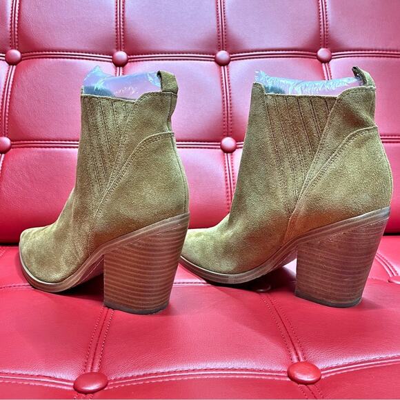 Marc Fisher Gadri Larice Tan Suede Leather Block Heeled Bootie Sz: 8M or 9M NWOB - Picture 7 of 14